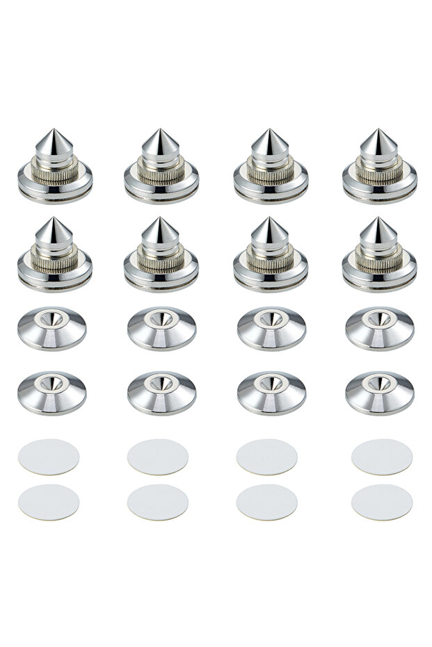 Silver Pailvens Loudspeaker Spikes Set of 8 Loudspeaker Feet Height Adjustable Copper Alloy Subwoofe
