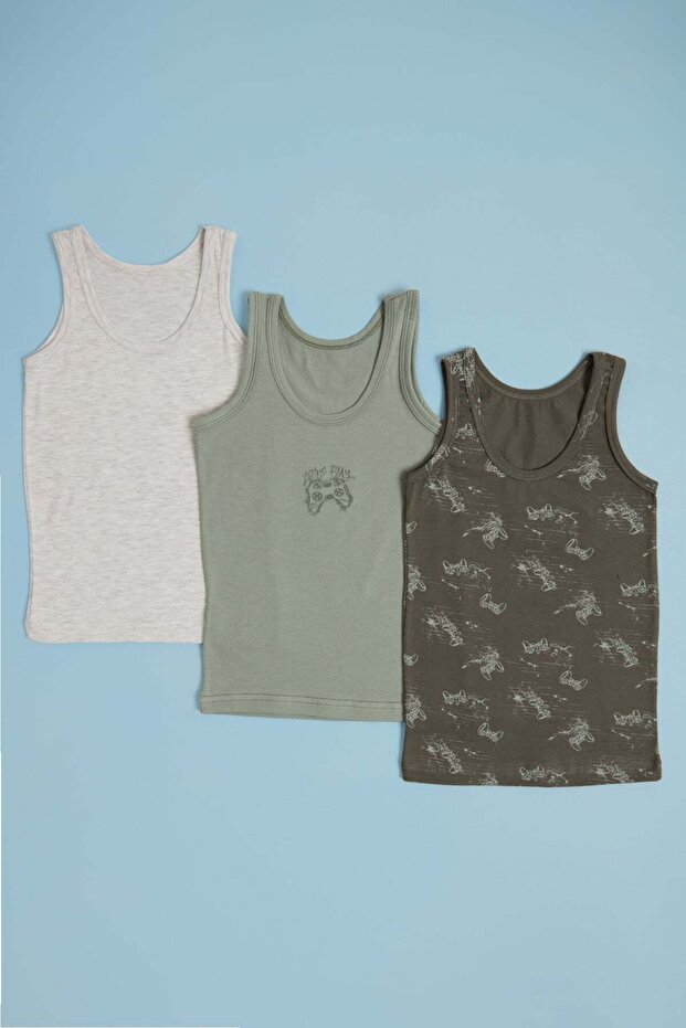 Game Console Printed 3-Piece Boy's Undershirt