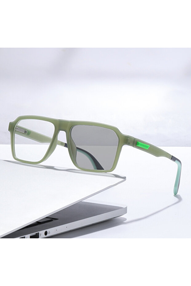 -300 Green Light Sensitive Color Changing Myopia Glasses With Spring Foot Glasses Frame, Anti Slip A