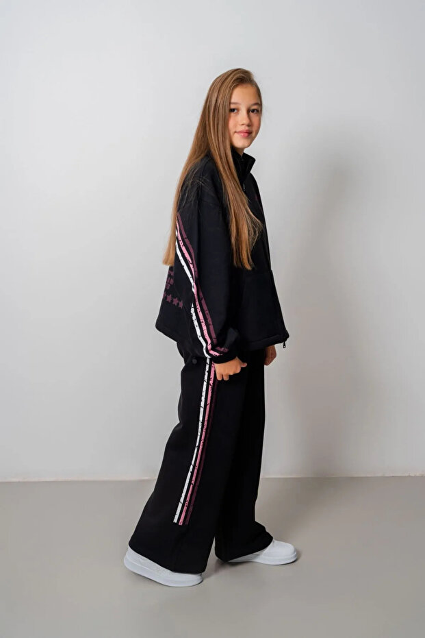 9-15 Years Old Design Limitless Line Girls' Suit-Black
