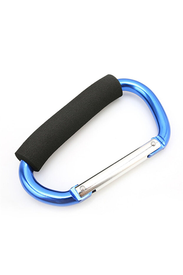 blue Large Carabiner Stroller Hooks Organizer Aluminum D Ring Spring Snap Keychain Clip Carry Handle