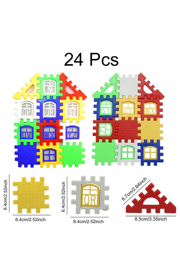 24PCS Building Blocks Colored Plastic Children Puzzle Toys 3-6 Years Old House Assembly Insertion Gi