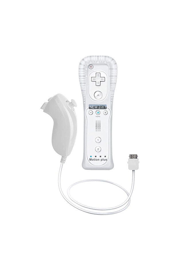 مجموعة وحدة تحكم نونتشاك باللون الأبيض مع جهاز تحكم عن بعد Motion Plus وجهاز تحكم عن بعد Wii وGamepa
