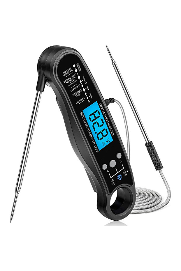100mm black Digital Kitchen Food Thermometer for Meat Thermometer with 2 Probes for BBQ Cooking Fast