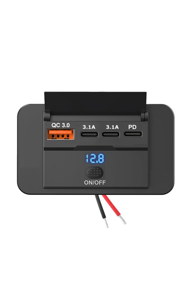 kebidumei 1xQC3.0 2xUSB 1xPD 108W 4 Ports 12V RV USB Outlet 90W PD and QC 3.0 18W Port Car Charger S