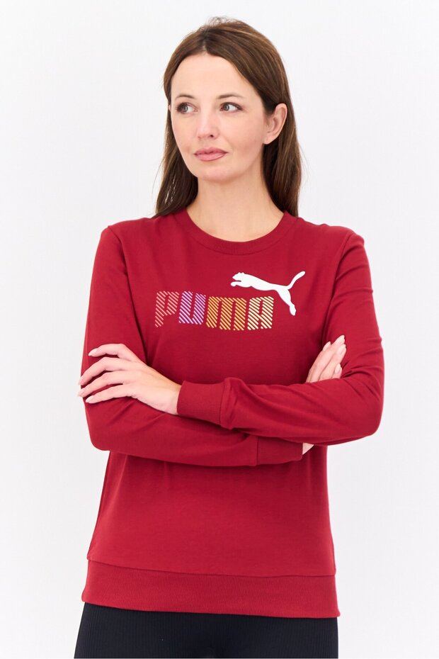 Women Regular Fit Long Sleeves Outdoors Sweatshirt, Maroon