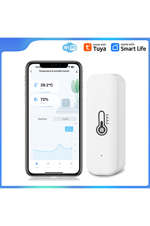 TH White WIFI مستشعر درجة الحرارة والرطوبة مقياس الحرارة مع/بدون شاشة LCD Tuya Smart