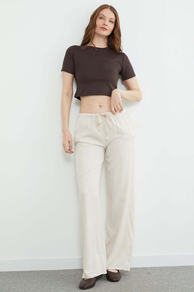 Buy Tie-Detail TENCEL™ Fabric Palazzo Pants