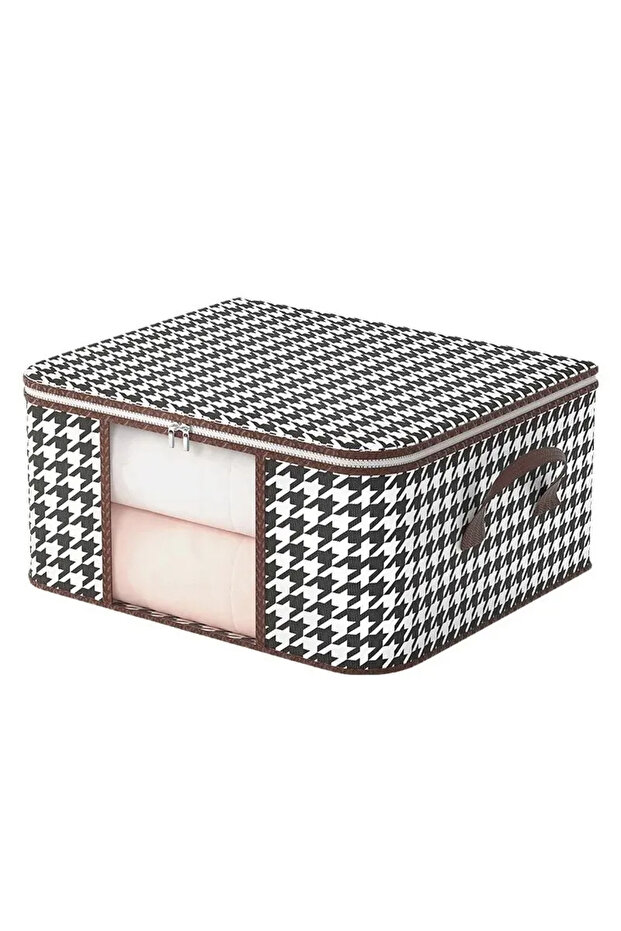 55x35x25cm white and black Visible Large Capacity Storage Box Portable Household Clothes Organizer W