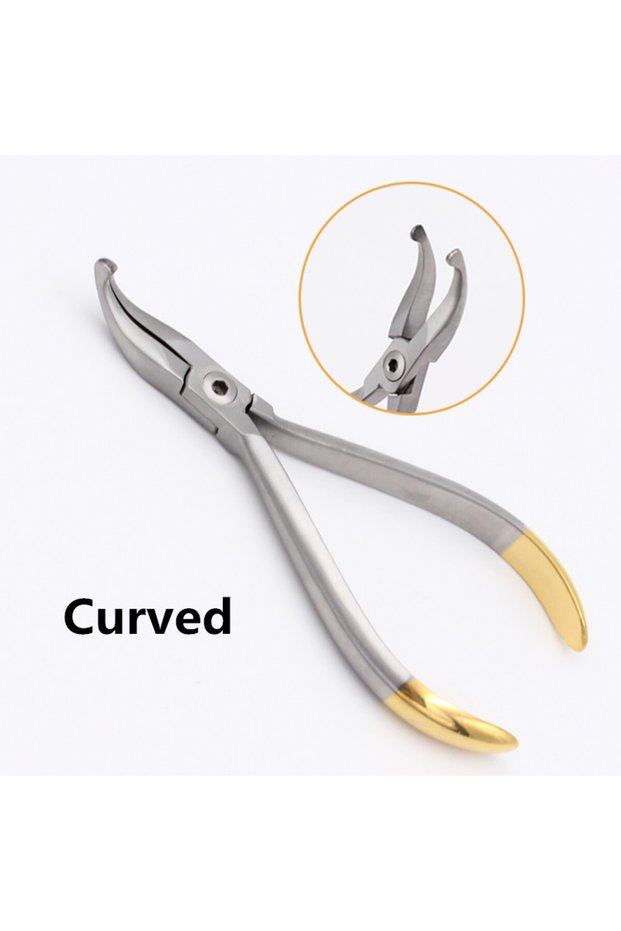curved Dental How Plier Straight + Curved Orthodontic Straight Arch Wire Holding Pliers Stainless St