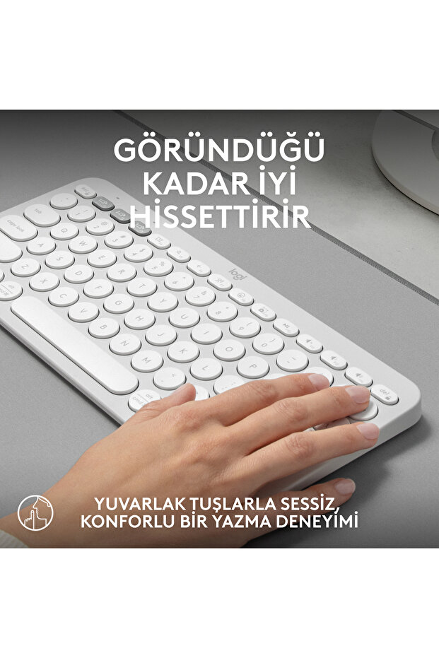 K380s Pebble Keys 2 Çoklu Cihaz Özellikli Bluetooth Türkçe Q Klavye, Beyaz 920-011860 - 6