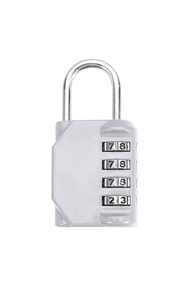 silver Metal Code Lock 4 Dial Digit Password Lock Resettable Combination Lock Waterproof Padlock Tra