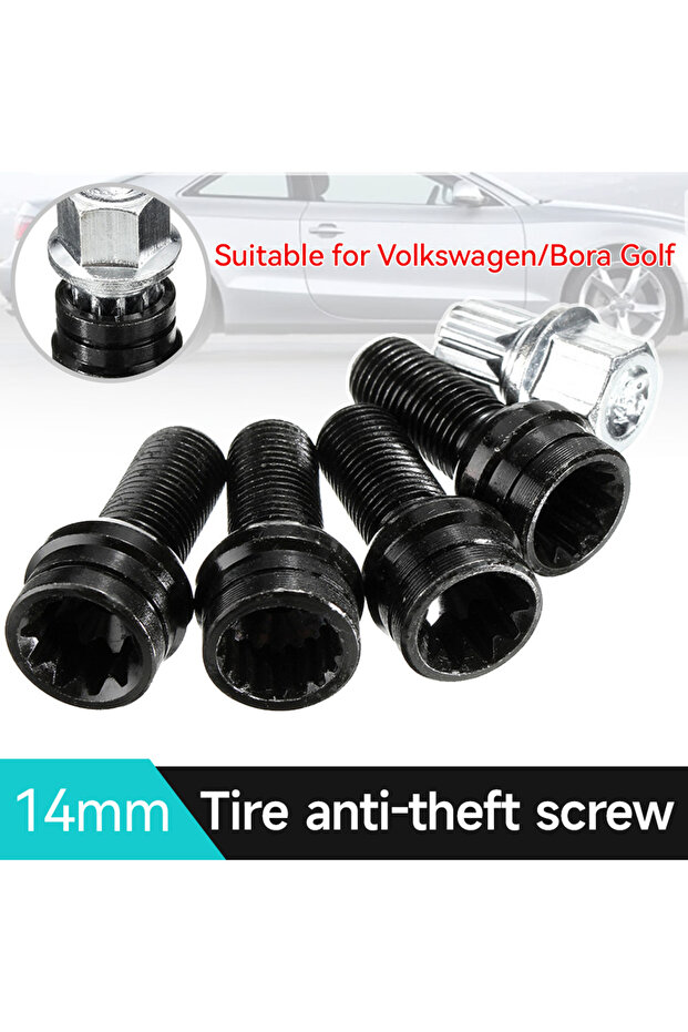 1set For VW Golf Jetta Beetle Passat Audi Car Anti-theft Wheel Screw Bolt and Lock Lug Nut Fit 14...