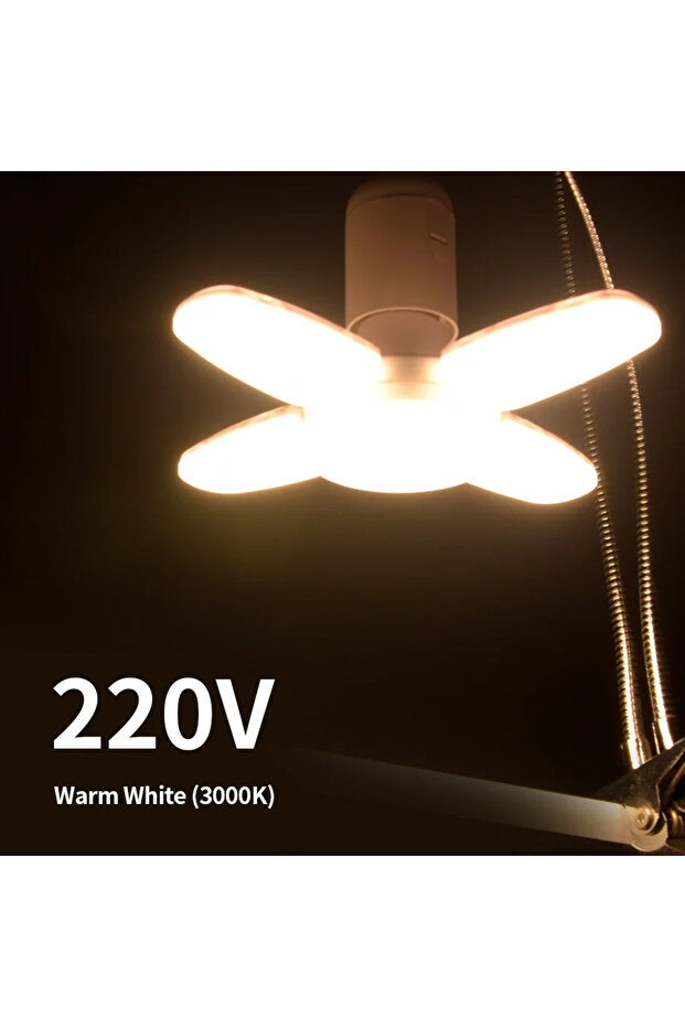 Warm White 220V LED 4 Leaf Bulb E27 Collapsible Warm White Light Pendant Light Storage Garage Kitche
