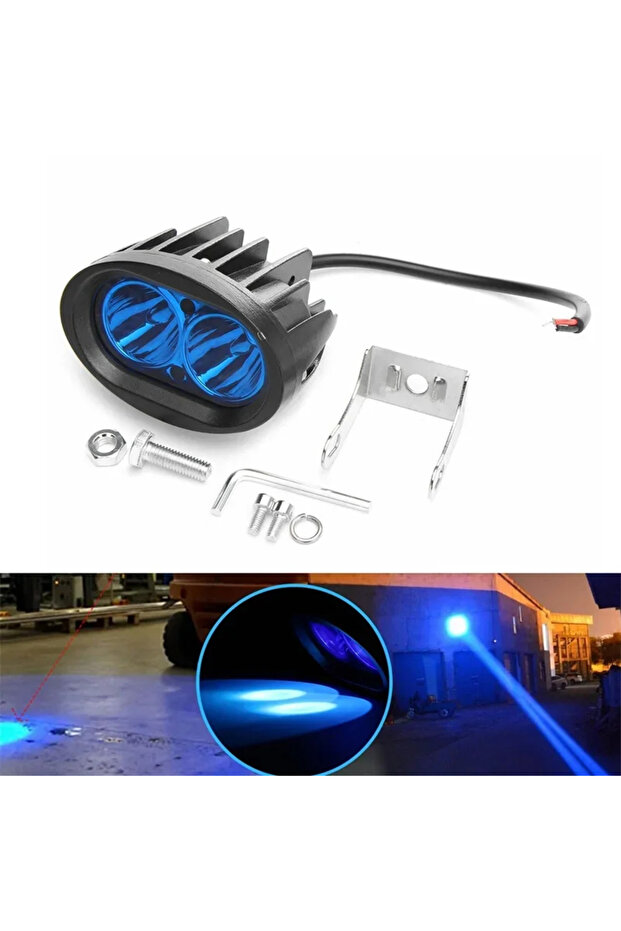 مصباح رافعة شوكية بيضاوي بضوء أزرق 20 وات LED كشاف أزرق 10-48 فولت تيار مستمر مصباح عمل أمان تحذيري للرافعة الشوكية