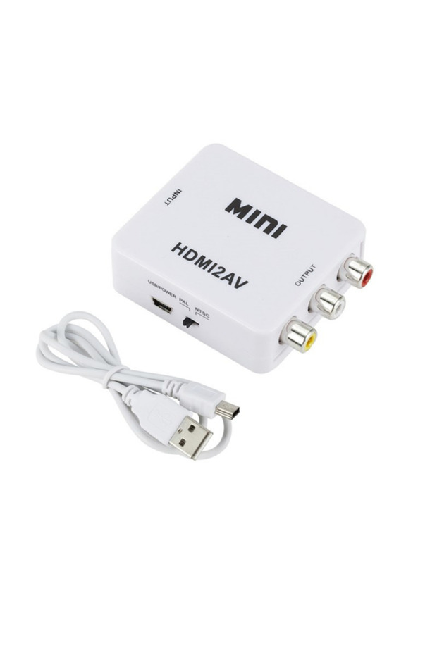 HDMI TO AV white TABLLYUGE 1080P HDMI-compatible to AV RCA Converter Box HDMI2AV Adapter With USB Ca