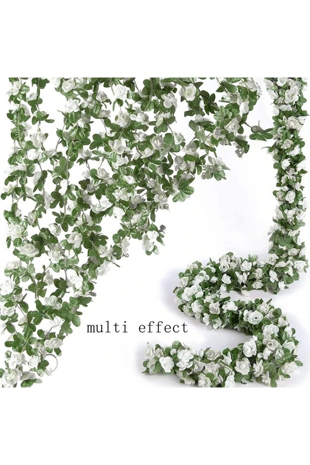 1Pcs White 250cm Artificial Rose Flowers Vine for Home Room Decoration Autumn Garden Arch Christmas