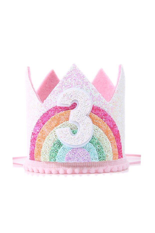 Number 3 Felt Rainbow Theme Birthday Party Crown 1st 2nd 3rd Happy Birthday Party Decor Kids Baby Sh