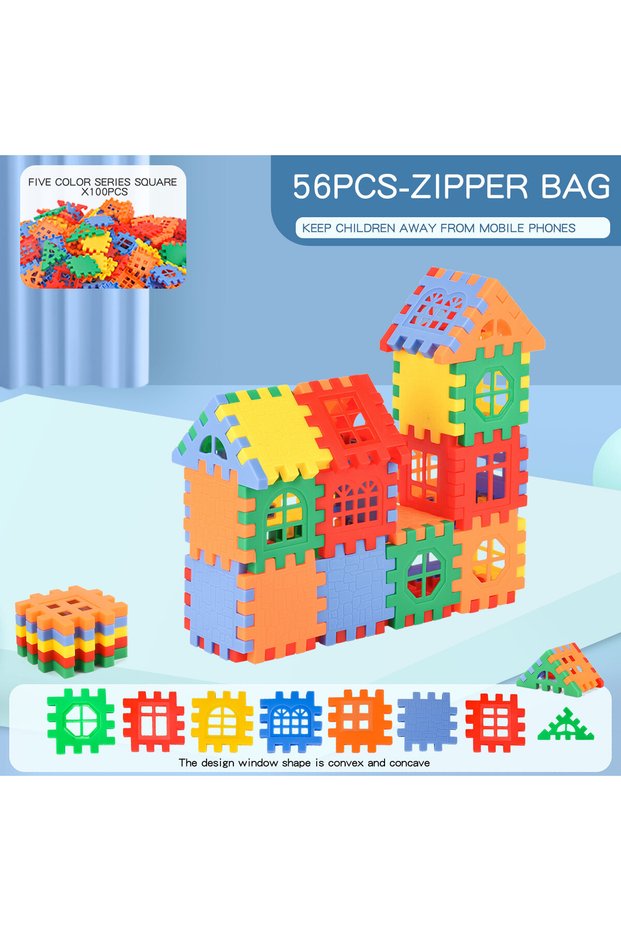 Building blocks Children's Multicolored Plastic Block Building Houses And DIY Toys