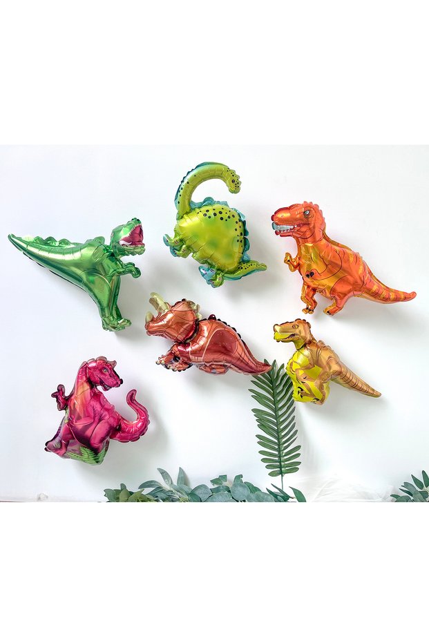 16INCH ZY020dinosaur 6pcs Dinosaur Balloon Set Tyrannosaurus Rex, Raptor Triceratops, Aluminum Film