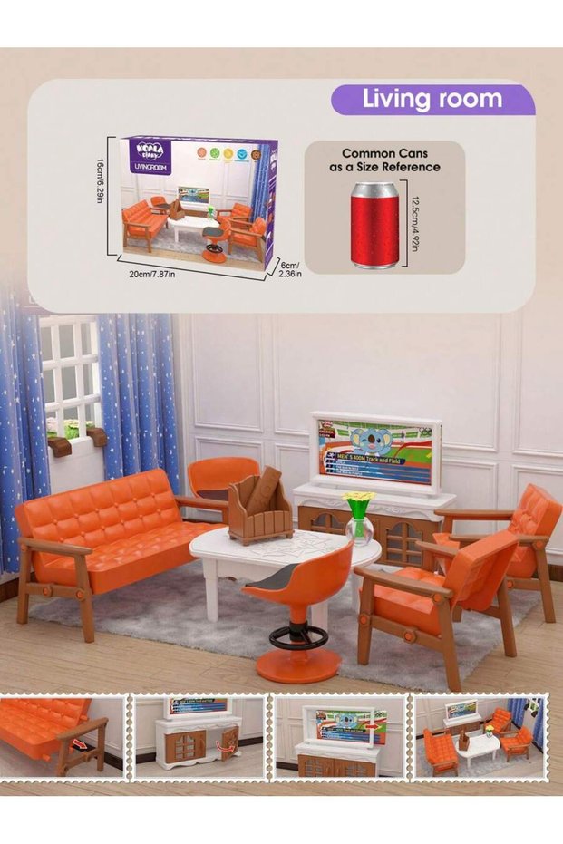 Living room Dollhouse Furniture Bathroom Set DIY Miniature Dollhouse Bedroom Kitchen Accessories Dol