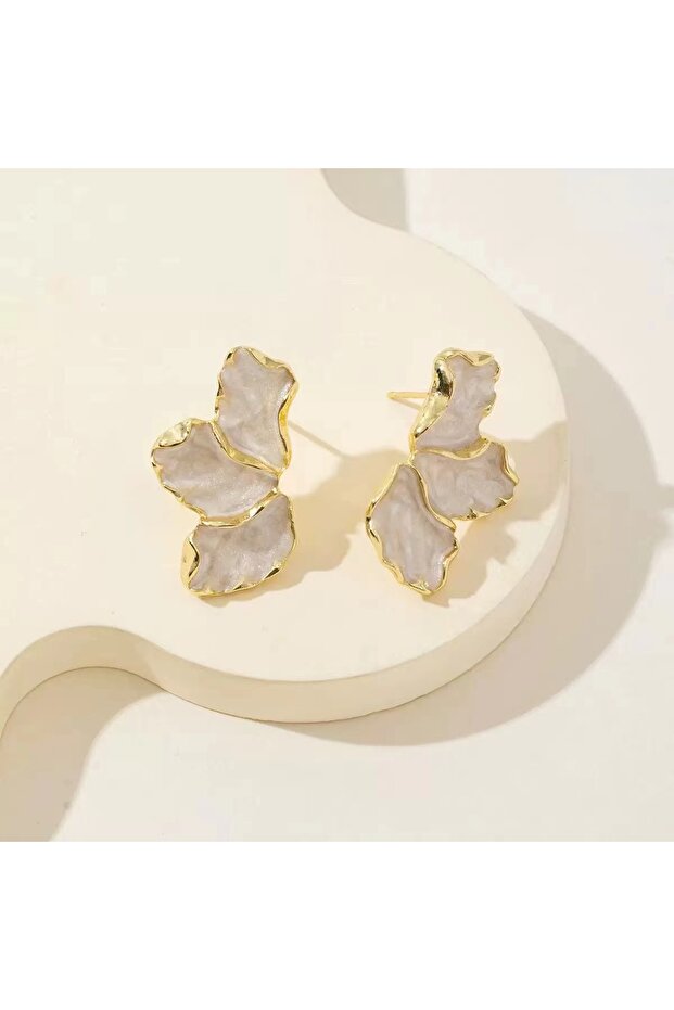 J030042-1 2PCSFashion Delicate Gold Plated Lrregular Back Earrings Heavy Design High Quality Cream F