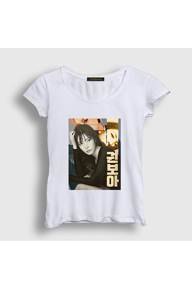 Women's White Poster Kwon Bo Ah Boa T-Shirt 598592Tt
