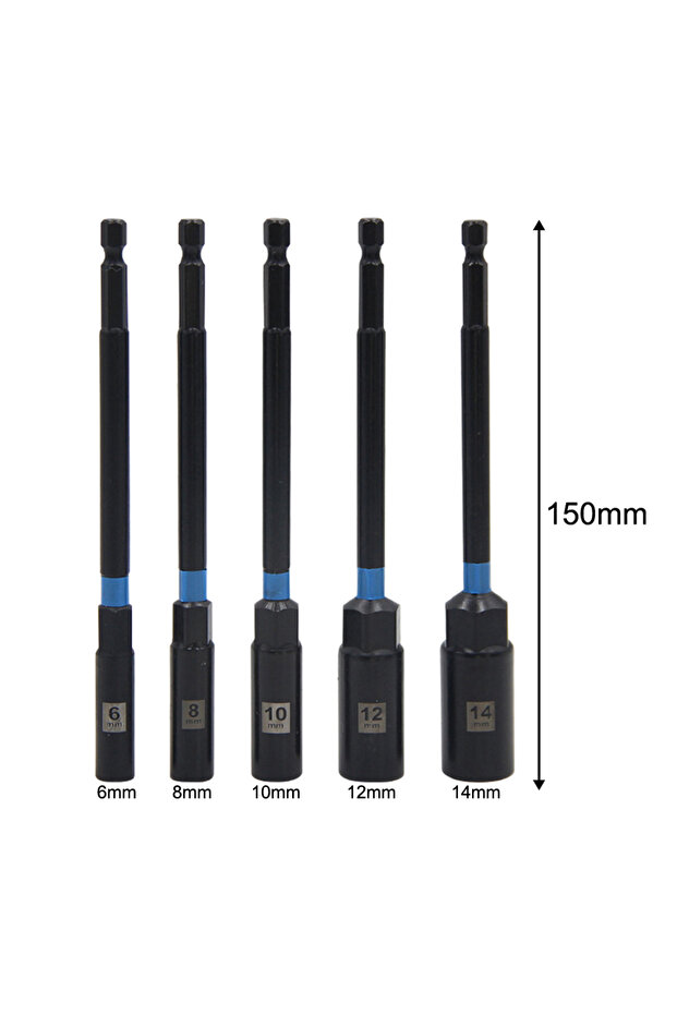 6 to 14mm 5PC 6-14mm Socket Adapter Steel Hex Nut Driver Drill Bit Adapter For Electric Screwdrivers