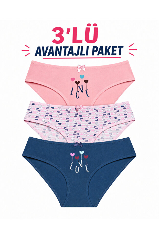 Girls' Cotton Lycra Panties - Colorful Comfortable Flexible Underwear 3-Pack 6743