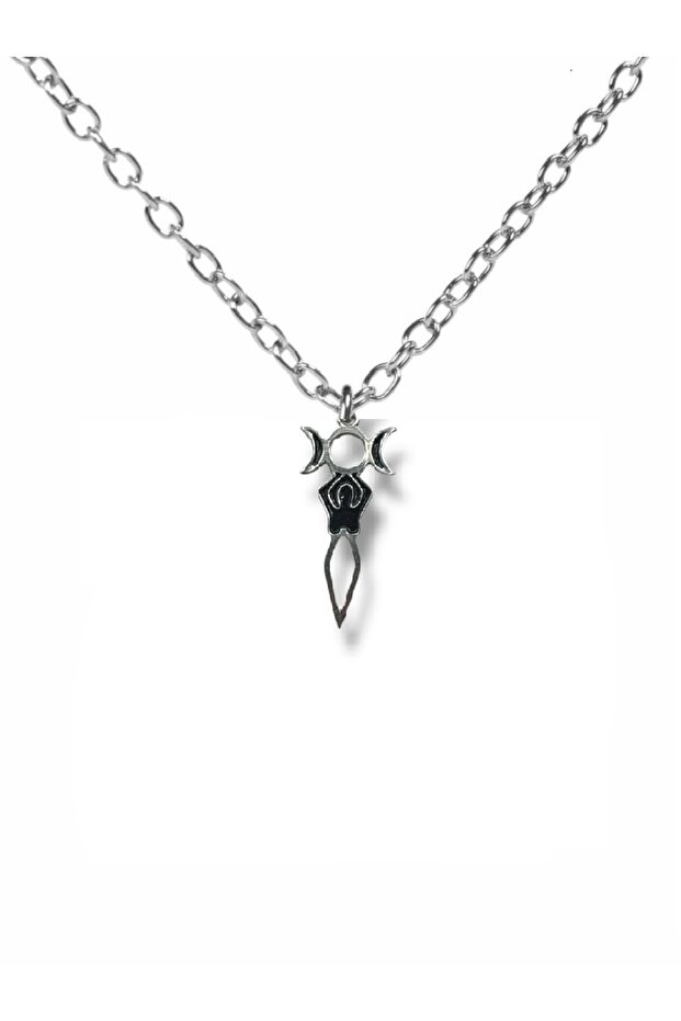 Witchcraft Necklace with Moon Goddess Figure and 60 cm Chain | Mystical and Gothic Unisex Jewelry
