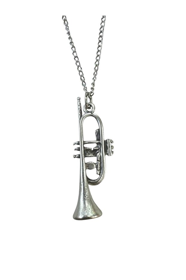 Trumpet Figured Metal Necklace – Unisex - Music Themed Accessory 60 cm Chain