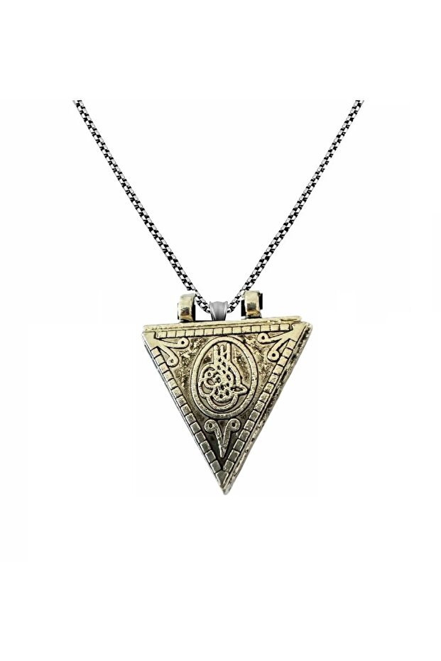 Triangle Inside Openable Amulet Necklace with Prayer Stainless Steel