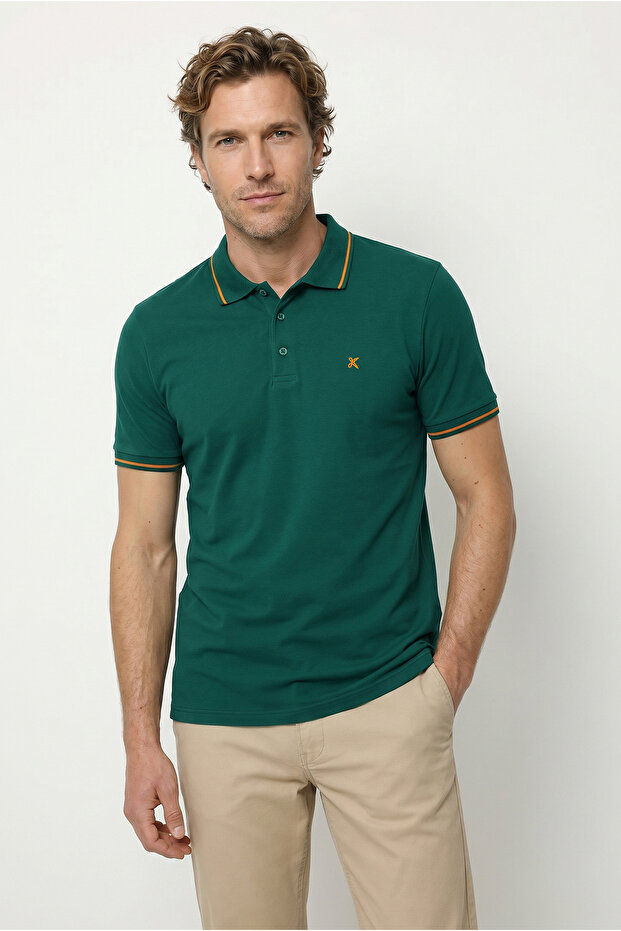 Polo Collar Slim Fit Slim Fit Embroidered Single Jersey Cotton T-Shirt