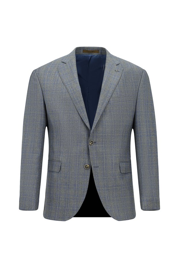 6 Drop Regular Fit Standard Cut Wool Mono Collar Fully Lined Classic Silk Blend Italian Jacket with Pockets