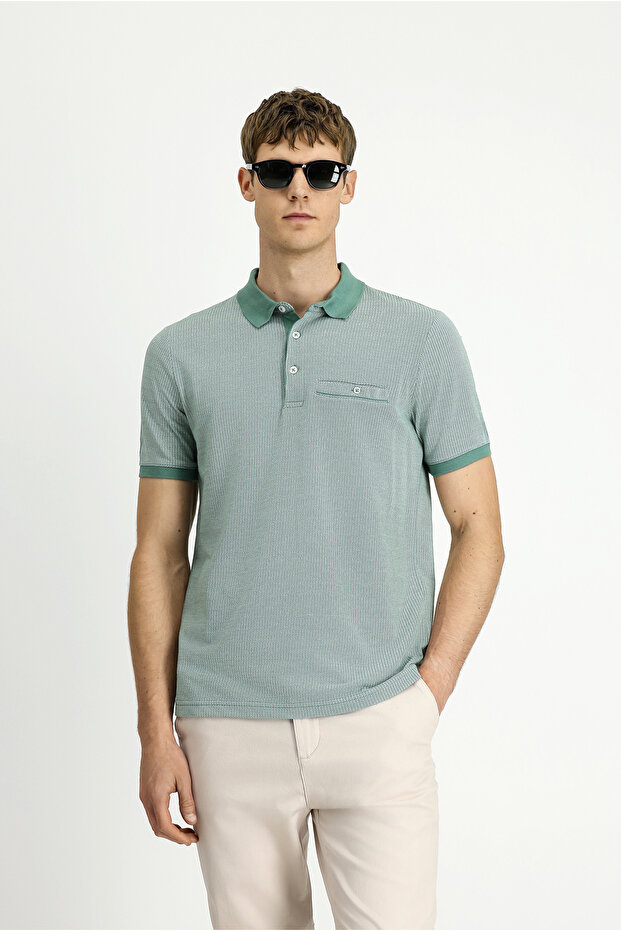 Polo Neck Regular Fit Pocket Cotton T-Shirt