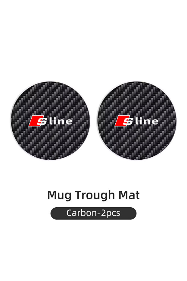 Carbon 2PCS Car Carbon Leathe Coasters Centre Console Water Centre Console Cup Non-Slip Mats For Au
