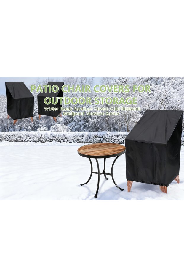 89x89x120x89 black Outdoor Chair Covers Waterproof, Patio Stackable Chair Covers, All-Weather Dust R