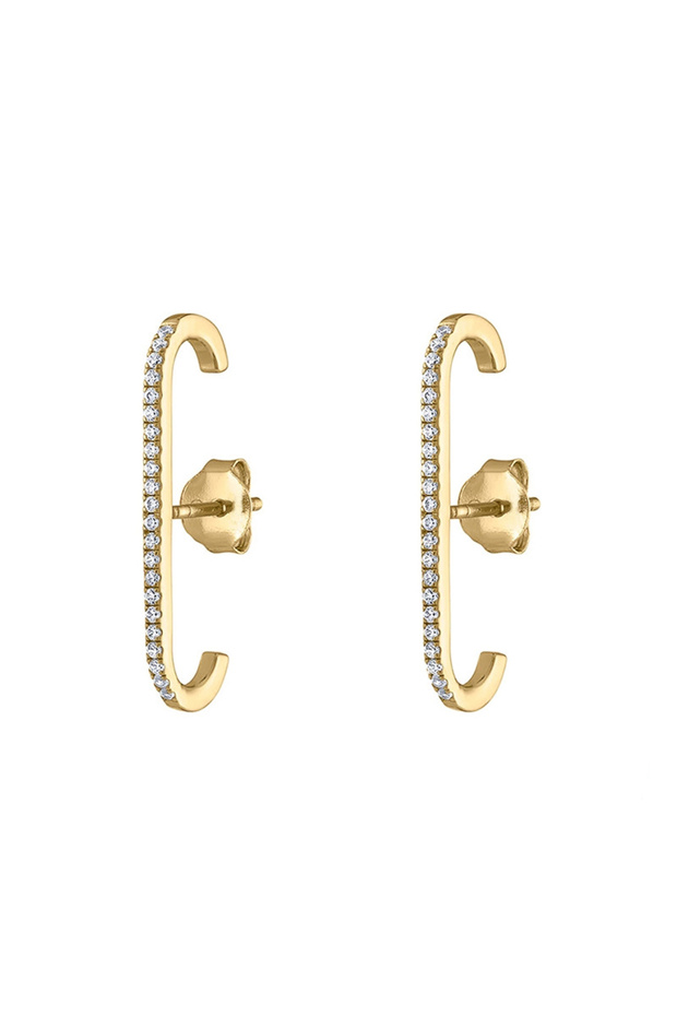 E635 Huitan Trendy Jewelry Women Stud Earrings High-quality Silver Color/Gold Color Bling CZ Stone F