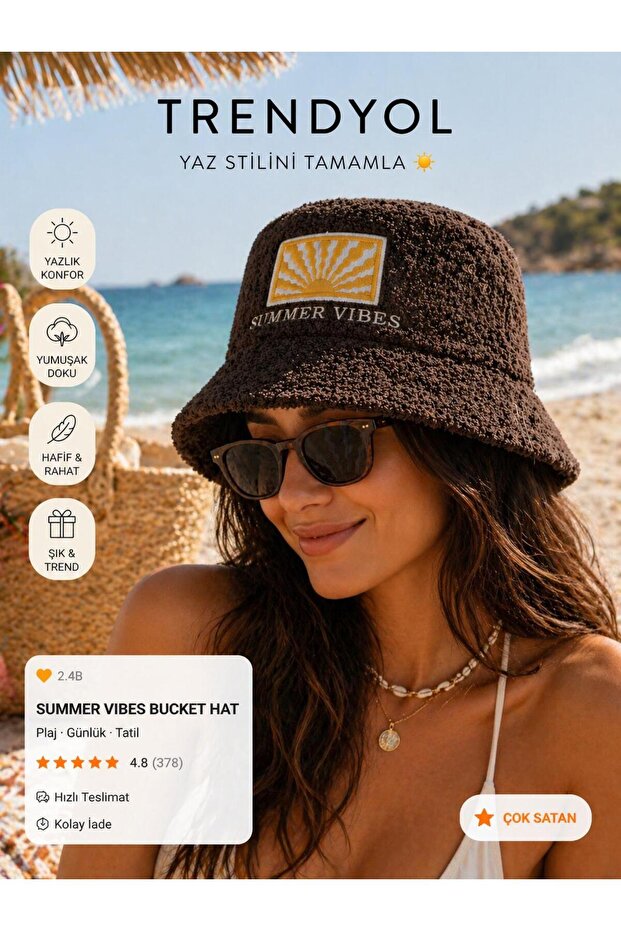 قبعة صيفية على شكل دلو من Summer Vibes