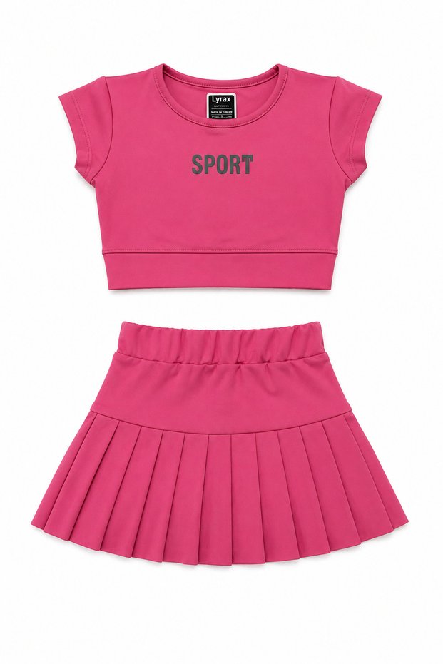 Girl's sports embossed shorts skirt set