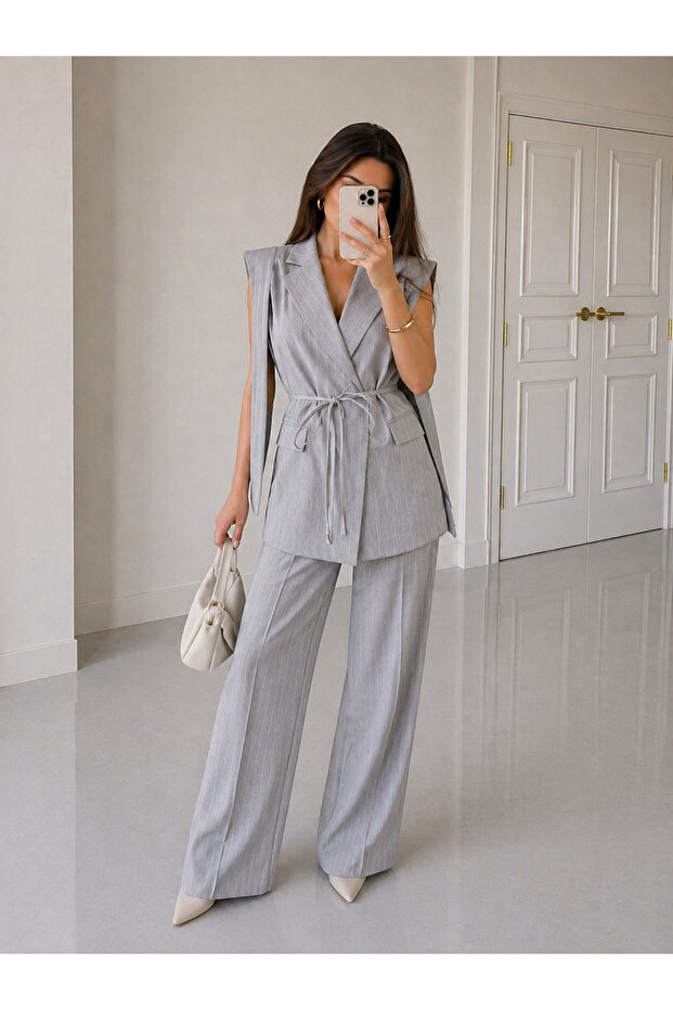 Tie-Up Vest Trousers Blazer Suit