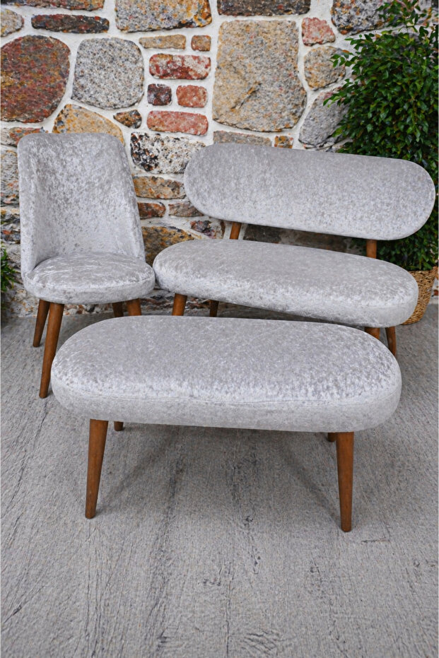 Bench and Pouf Set Cover Set - 2 Chairs, 1 Bench, 1 Pouf Cover
