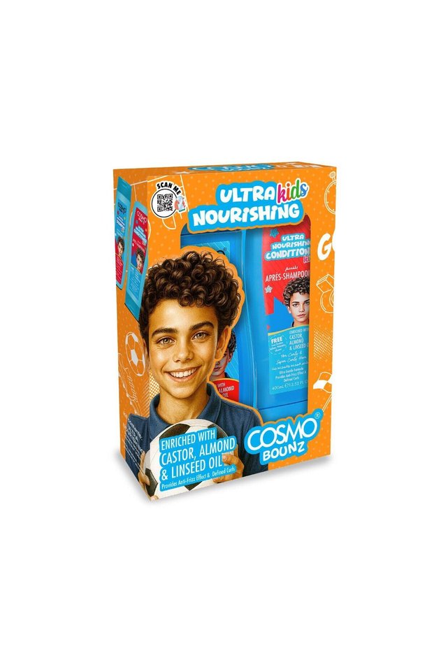 Cosmo Bounz Hair Care Kit Ultra Nourishing Kids Shampoo & Conditioner 400ml 2 Pieces Gift Set
