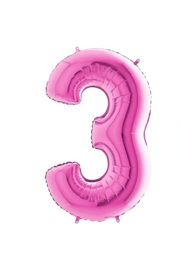 Number 3 Pink Foil Balloon 16 Inches 40 cm