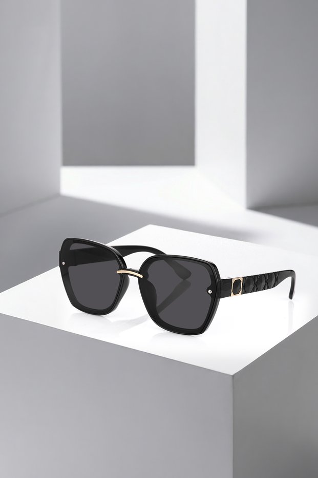 Uv400 Protection Stylish Black Gold Detailed Cat Eye Women's Sunglasses Plg-2128C1