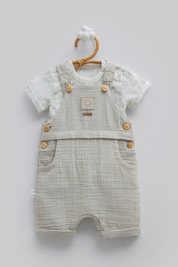 Baby Boy T-Shirt and Shorts Muslin Salopet 3-18 Months Green