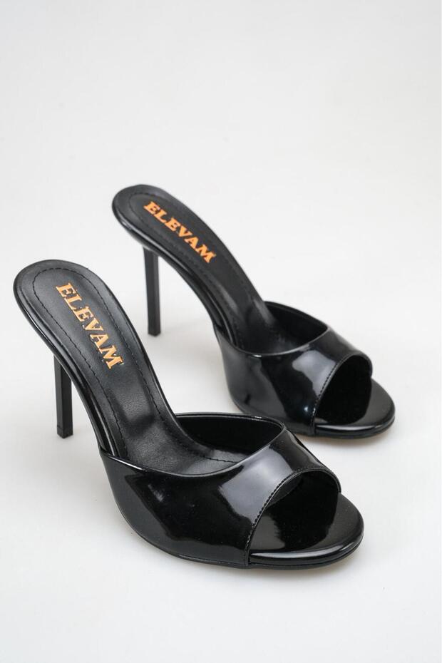 Women's Patent Leather Single Strap Thin Heeled Slippers