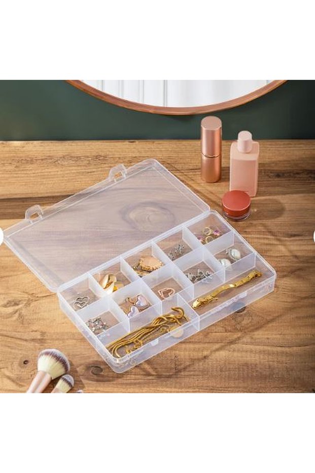 Transparent 12 Compartment Necklace Ring Jewelry Box Organizer Organizer Box 15cm X 26 cm Large