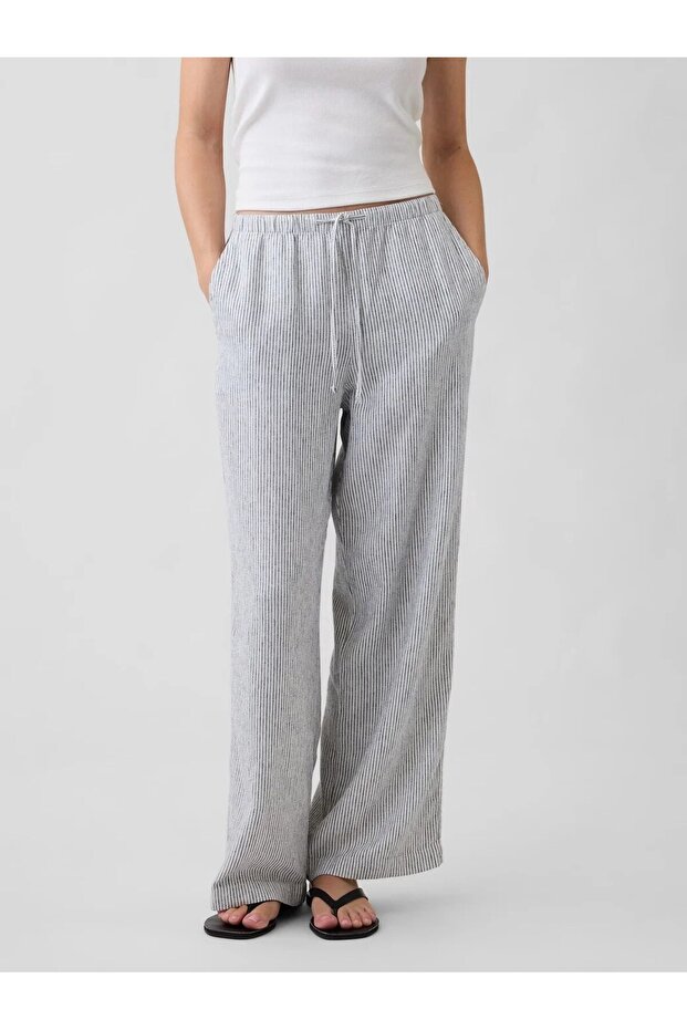 V-linen pull on wide leg - 1