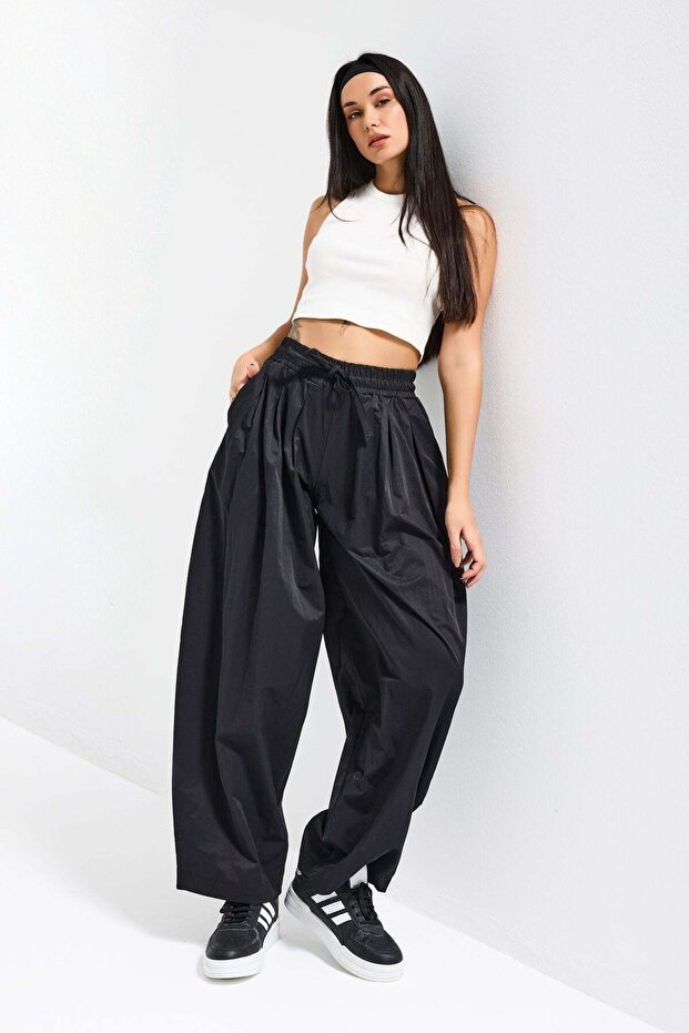 İts Basic Women's Super Balloon Fit Loose Cut Special Fabric Trousers